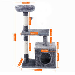 Cat Tree Luxury Cat Towers with Double Condos Spacious Perch Cat Hammock Fully Wrapped Scratching Sisal Post and Dangling Balls