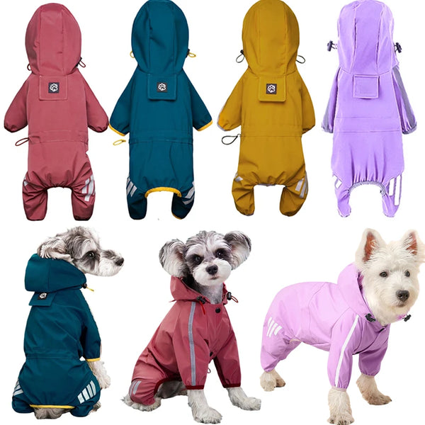 Pet Raincoats Dog Reflective Waterproof Puppy Rain Coats Hooded for Small Medium Dogs Jumpsuit Chihuahua French Bulldog Overalls