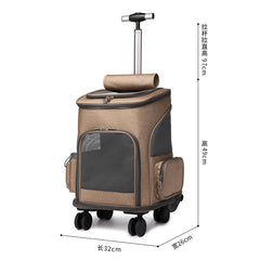 Outdoor Large Capacity Portable Pet Bag Backpacks Foldable Universal Wheel Trolley Case Dog Bag Breathable Pet Travel Backpack