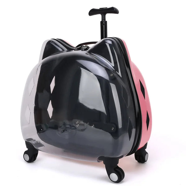 Transparent Capsule Pet Travel Trolley Bag Acrylic Universal Pet Backpack Large Space Travel Case Carrier with Wheels
