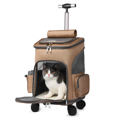 Outdoor Large Capacity Portable Pet Bag Backpacks Foldable Universal Wheel Trolley Case Dog Bag Breathable Pet Travel Backpack