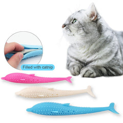 Catnip Cat Toy Mint Cat Fish Toy Pet Dental Grooming Washing Toothbrush Soft Silicone Molar Stick Cleaning Supplies