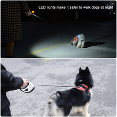 3M/5M Dog Leash With LED Light Big Dog Retractable Nylon Durable Walk Dog Run Traction Leads Automatic Extension Pet Leash Rope