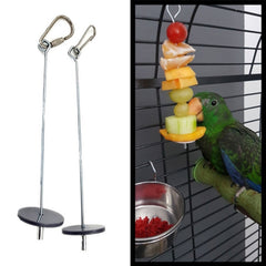 New High Quality Pet Parrots Birds Food Holder Support Stainless Steel Fruit Spear Stick Meat Fruit Vegetable Skewer