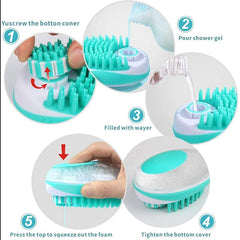 Pet Dog Cat Bath Brush 2-in-1 Pet SPA Massage Comb Soft Silicone Pet Shower Hair Grooming Cmob Dog Cleaning Tool Pet Supplies