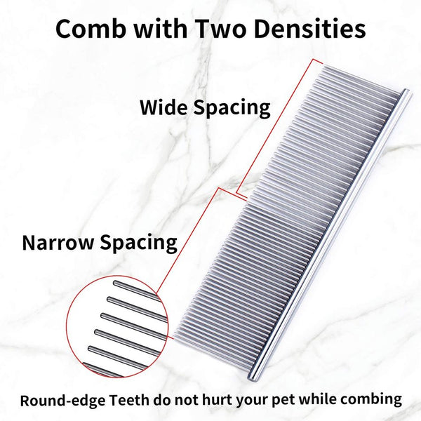 Pretty&Better Pet Dematting Comb Stainless Steel Pet Grooming Comb for Dogs and Cats Gently Removes Loose Undercoat  Flea Comb
