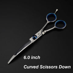 7.0inch blue  pet grooming scissors set straight cut teeth cut fish bone scissors