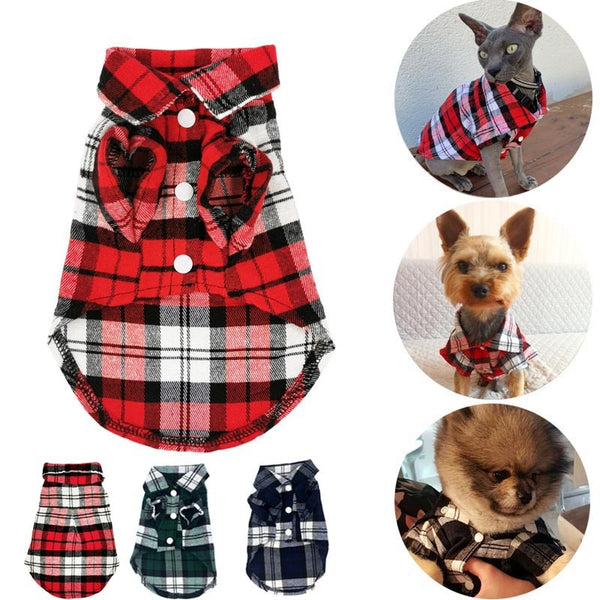 Summer Pet Classic Plaid Clothes for Cats Dogs Fashion Cotton Cat Dog Tshirt Vest Puppy Clothing Chihuahua Yorkshire Shirts Pets